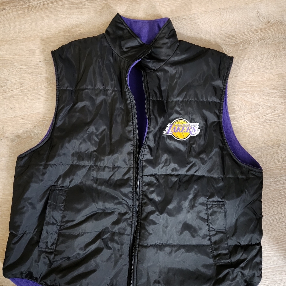 LA Lakers Reversible Vest (Black Nylon Shell/Purple Polartec Fleece) Size 3x